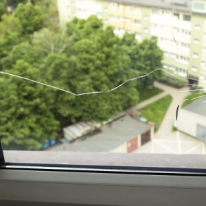 Crack, Broken Glass In A Double-glazed Window