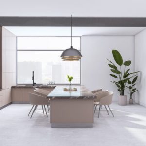 Side View Of Light Modern Kitchen Interior Design